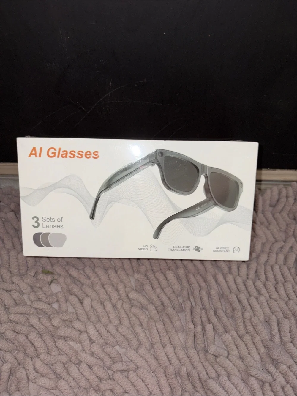 Black AI Smart Glasses With 3 sets of lenses